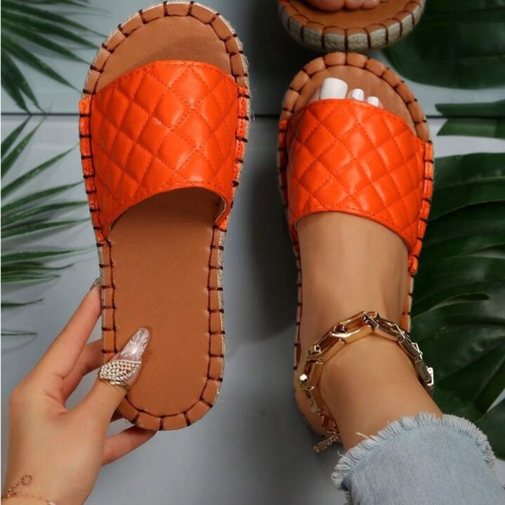 Orange Quilted Sandals